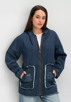 Джинсовая куртка на молнии с капюшоном