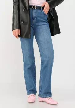 Джинсы прямые от бедра с вышивкой на кармане