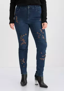 Джинсы с леопардовыми вставками