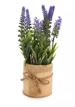 Изделие декоративное в льняном горшке"Лаванда"