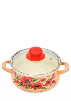 Эмалированная кастрюля "Маки"