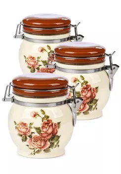 Ёмкости для сыпучих "Корейская роза", 3 шт.