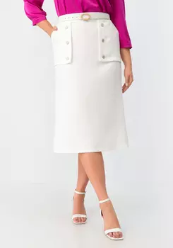 Юбка прямая на эластичном поясе с пуговицами