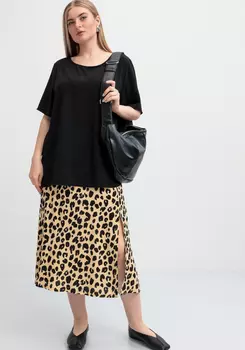 Юбка свободная с широким поясом на резинке