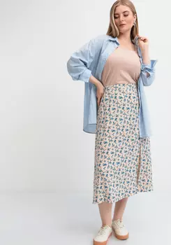 Юбка свободная с широким поясом на резинке