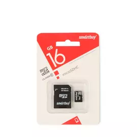 Карта памяти 16Gb Smart Buy + SD адаптер