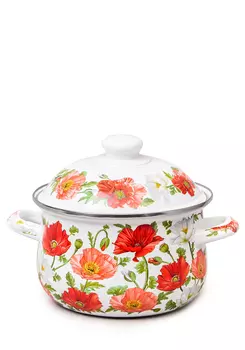 Кастрюля эмалированная с крышкой "Маки"