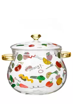 Кастрюля из боросиликатного стекла с крышкой