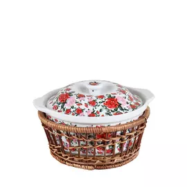 Керамическая кастрюля с крышкой, ротанг