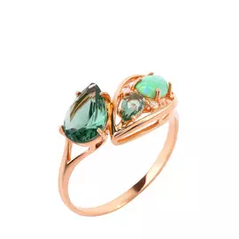 Кольцо серебряное "Мятная россыпь"