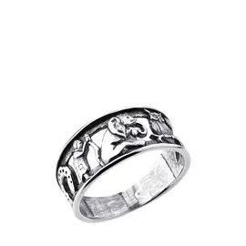 Кольцо серебряное "Природный мотив"