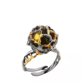 Кольцо серебряное "Солнечный камень"