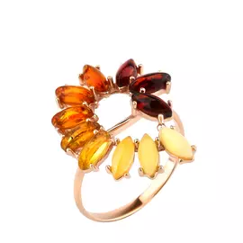 Кольцо серебряное "Янтарная палитра"