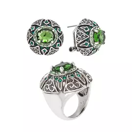 Комплект (серьги, кольцо) "Заоблачная мечта"