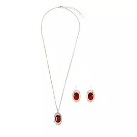 Комплект «Рубиновая страсть» / «Рубиновый рассвет» (серьги и подвеска на цепочке) 3 шт.