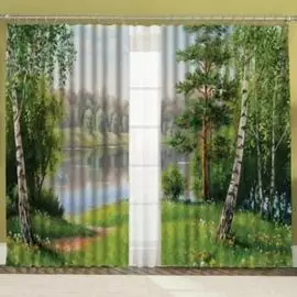 Комплект штор и тюля "Березовая роща"