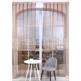 Комплект тюля с вышивкой «Бонжур»