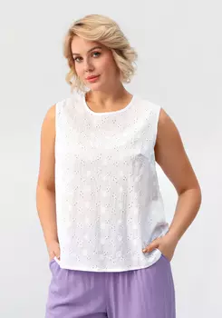 Майка ажурная из шитья с круглым вырезом