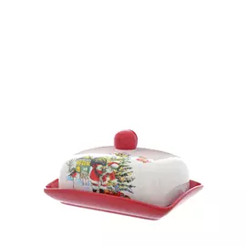 Маслёнка с крышкой в новогоднем дизайне