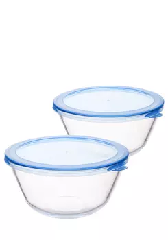 Миски стеклянные с крышкой, 2 шт.