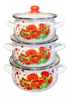 Набор эмалированных кастрюль (3 шт.)