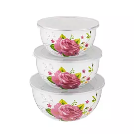 Набор из 3-х эмалированных мисок с крышками