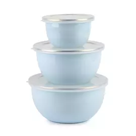 Набор из 3-х эмалированных мисок с крышками