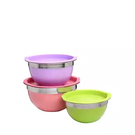 Набор из 3-х цветных мисок с крышками