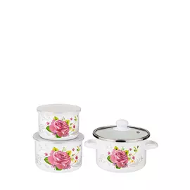 Набор: кастрюля с крышкой +2 миски с крышками