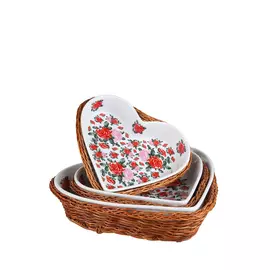 Набор керамических блюд в ротанге «Розы»