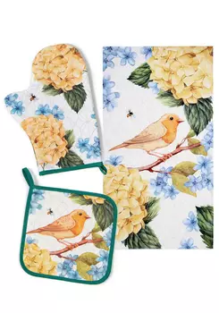 Набор варежка прихватка и полотенце Гортензии