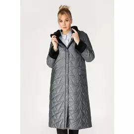 Пальто с экомехом и декором из жемчуга