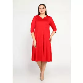 Платье А-силуэта с рукавом 3/4 и брошью