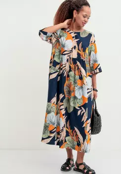 Платье из штапеля с тропическим принтом