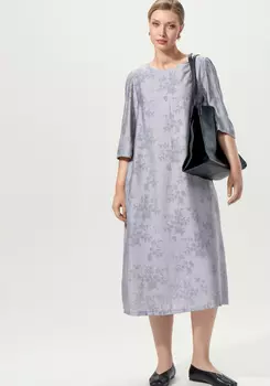 Платье изо льна с принтом свободного кроя