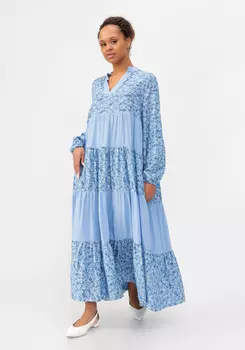 Платье комбинированное с ярусами