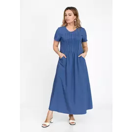 Платье короткий рукав с защипами по переду