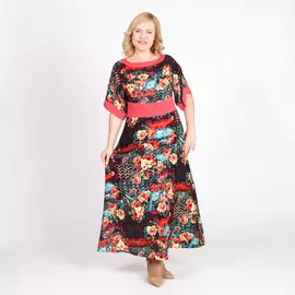 Платье-макси А-образного силуэта с коротким рукавом