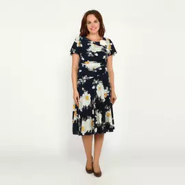 Платье-миди со сборками и принтом