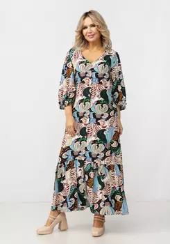 Платье на пуговицах с V-образным вырезом