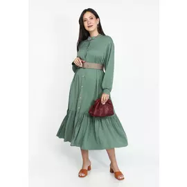 Платье на пуговицах с воланом