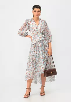Платье на запах с флористическим принтом