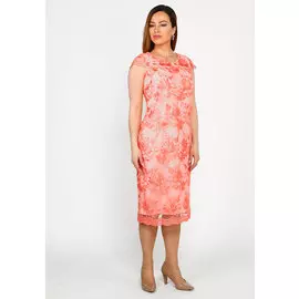 Платье прямое с кружевной отделкой