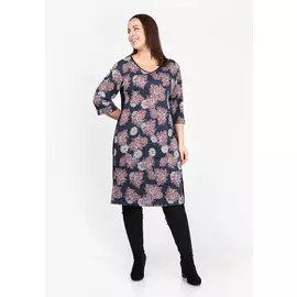 Платье прямое с принтом и разрезами