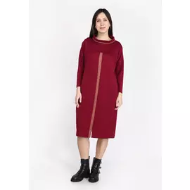 Платье прямого кроя со вставками из экозамши