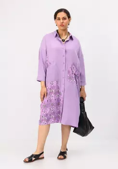 Платье-рубашка из штапеля комбинированное