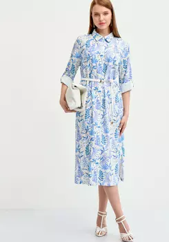 Платье-рубашка изо льна с принтом