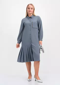 Платье-рубашка с декорированным карманом
