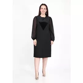 Платье с бархатной вставкой и молнией сзади