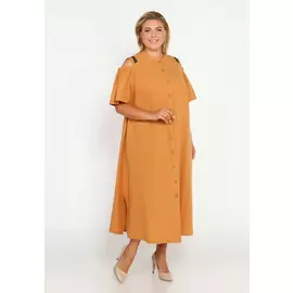 Платье с фантазийным рукавом на пуговицах